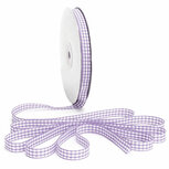 Geruit lint lavendel 1.2 cm breed 32 meter rol