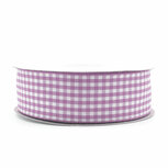 Geruit lint lavendel 2.5 cm breed 25 meter rol