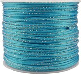 Satijn koord 2 mm licht blauw met goud draad 91 meter rol