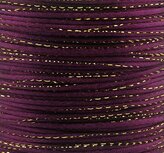 Satijn koord 2 mm paars met goud draad