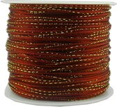 Satijn koord 2 mm roestbruin met goud draad 91 meter rol