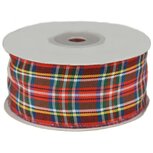 Schotse ruit lint 3.8 cm breed rood 22 meter rol