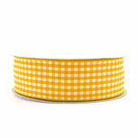 Geruit lint geel 2.5 cm breed 25 meter rol