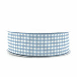 Geruit lint licht blauw 2.5 cm breed 25 meter rol