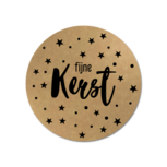Ronde kraft stickers fijne kerst 10 stuks