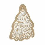 Label kraft wit kerstboom 10 stuks