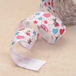 Satijn lint hartjes sterretjes print 25 mm breed