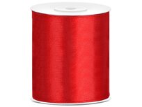 Satijn lint 100 mm Rood