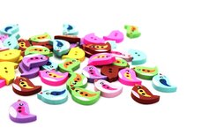 Houten knopen vogeltjes kleurenmix 10 stuks