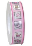 Satijn lint 25 mm roze babytegeltjes