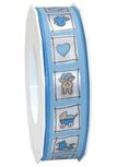 Satijn lint 25 mm licht blauw babytegeltjes