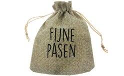 Jute zakjes fijne pasen 9.5 x 13.5 cm