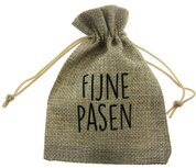 Jute zakjes fijne pasen 13 x 18 cm