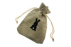 Jute zakjes paashaas 9.5 x 13.5 cm
