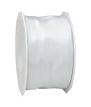 Satijn lint met ijzerdraad wit 6 cm breed