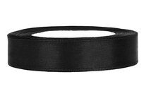 Satijn lint 1 cm breed zwart 100 meter rol