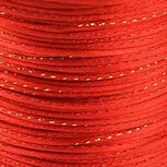 2 meter Satijn koord 2 mm rood met goud draad