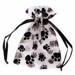 Organza zakjes 10 x 15 cm wit met pootafdruk