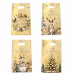 Kerst draagtasjes merry christmas mix 10 stuks