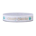 Kerstlint grosgrain wit merry christmas 15 mm breed