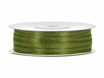 5 meter Satijn lint 3 mm olijfgroen