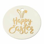 Label rond happy easter goud metalic bedrukking 10 stuks