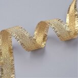 Goud metallic lint met franje 15 mm breed
