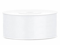 Satijn lint 25 mm Wit