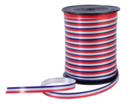 Krullint nederland 225 meter op rol 1 cm breed in rood wit blauw.