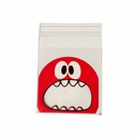 Cellofaan zakjes met plakstrip monster rood 10 stuks