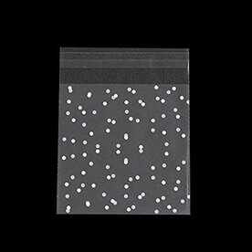 Cellofaan zakjes frosted met plakstrip stipjes wit 10 stuks