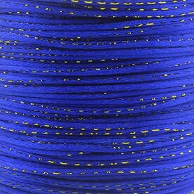 Luxe blauw met goud draad satijn koord van 2 mm op een bundel van 5 meter