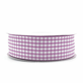 Geruit lint lavendel 2.5 cm breed 25 meter rol
