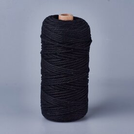 Macram&eacute; touw 3 mm zwart 100 meter spoel