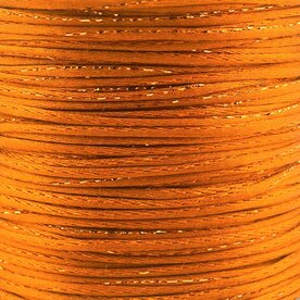 Luxe oranje met goud draad satijn koord van 2 mm op een bundel van 5 meter