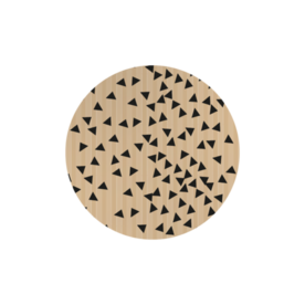 Ronde stickers kraft met zwarte driehoekjes 10 stuks
