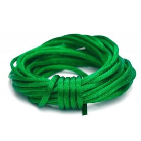 Luxe groen satijn koord van 2 mm op een bundel van 5 meter