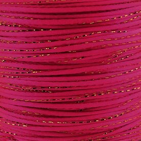 Satijn koorLuxe fuchsia met goud draad satijn koord van 2 mm op een bundel van 5 meterd 2 mm fuchsia met goud draad