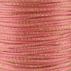 Luxe roze met goud draad satijn koord van 2 mm op een bundel van 5 meter