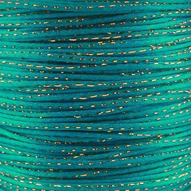 Luxe aqua met goud draad satijn koord van 2 mm op een bundel van 5 meter