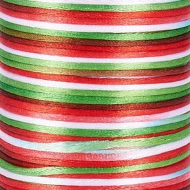 Luxe rood bruin wit groen tinten verloop satijn koord van 2 mm op een bundel van 5 meter