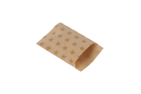 Kraft zakjes 7 x 9 cm met goud ster print 10 stuks