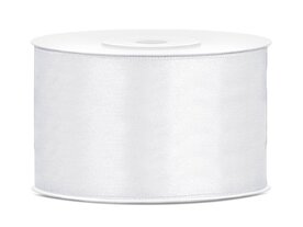 Satijn lint 50 mm Wit