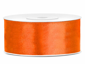 Satijn lint 2.5 cm breed fel oranje