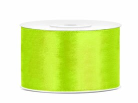 Satijn lint 38 mm breed neon geel 6 meter