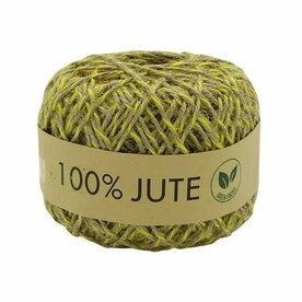 Jute touw 2 kleurig geel-naturel 1.5 mm dikte 100 meter bol