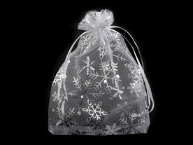 Organza zakjes wit met zilveren ijskristal 13 x 18 cm