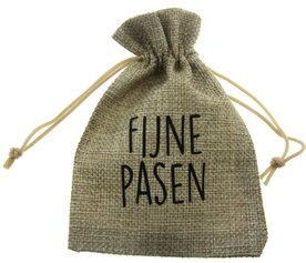Jute zakjes fijne pasen 13 x 18 cm