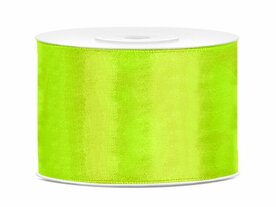 Satijn lint 50 mm neon geel 6 meter 