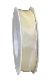 Satijn lint met ijzerdraad donker ivoor 2.5 cm breed